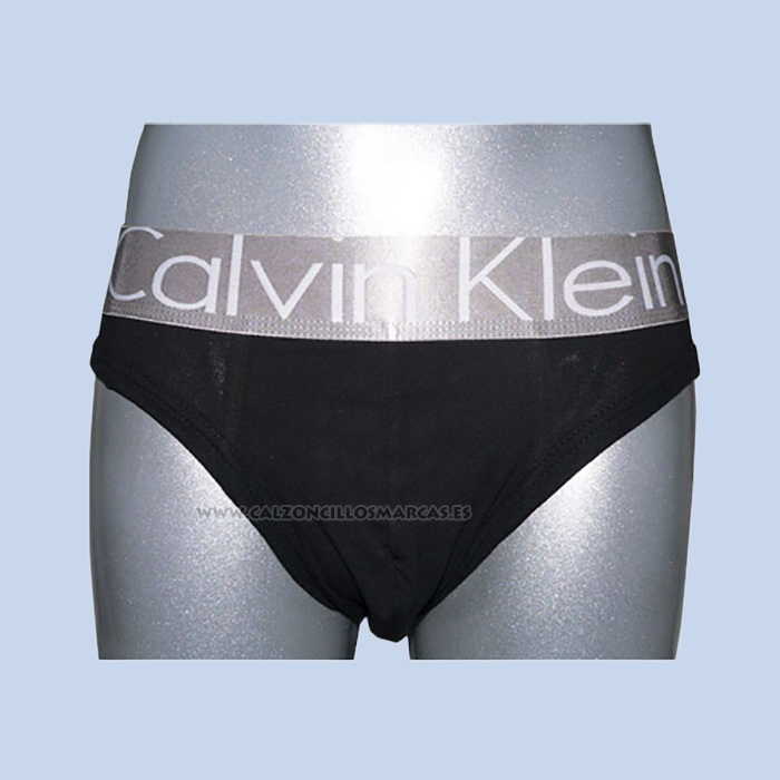 Slip Calvin Klein Hombre Steel Blateado Blanco Negro